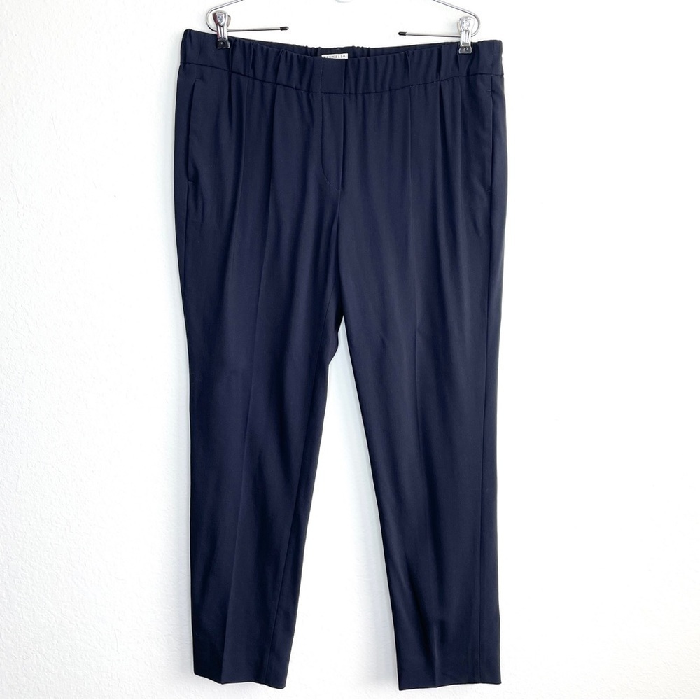 Brunello Cucinelli Navy Blue Wool Pull On Trouser Pants Career Business